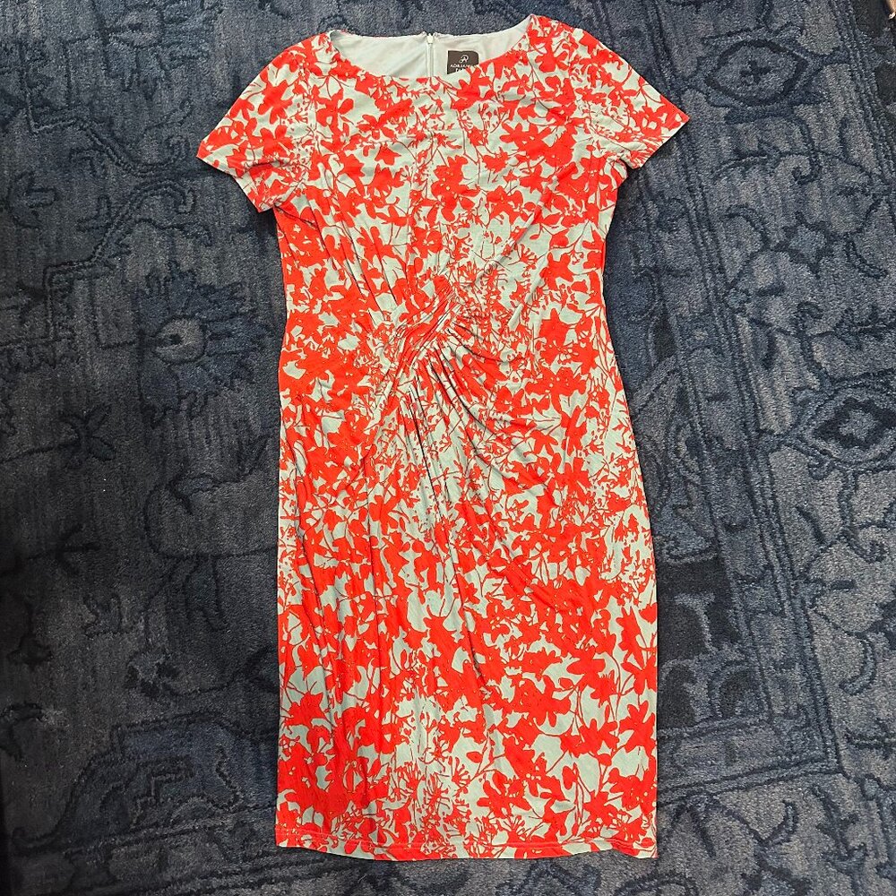 GUC Adrianna Papell Print Faux Wrap Sheath Dress (Sz. 16)